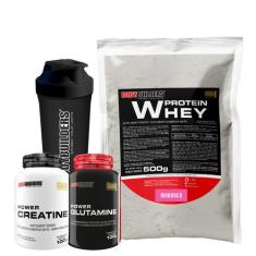 Kit Whey Protein 500g + Power Creatina 100g + Power Glutamina 100g + C