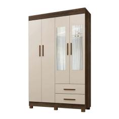 Guarda Roupa Solteiro 4 Portas 2 Gavetas Com Espelho Copacabana New Be