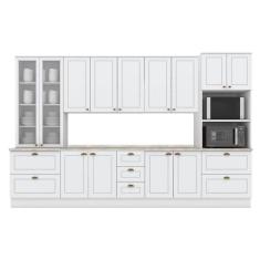 Kit Cozinha Modulada 8 Peças Americana (2Aéreos+2Balcões+2Paneleiros+2Complementos) C5P50 Branco - Henn