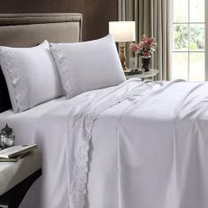 Jogo De Cama Buettner King 4 Pçs Sonata Com Renda Branco