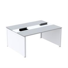 Mesa De Plataforma Dupla Para 2 Pessoas Corporativa 120x120/2p Cinza/branco