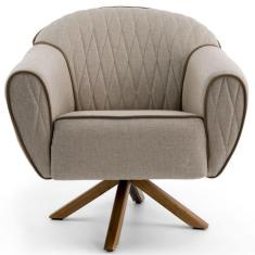 Poltrona Decorativa Sala De Estar Giratória Sacha Rústico