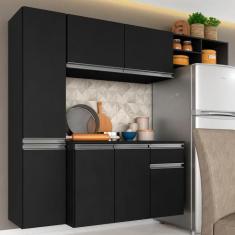 Armário De Cozinha 4 Peças Diana Preto - A Móveis Arapongas, Preto Fos
