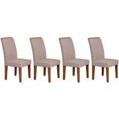Cadeira Sala de Jantar Lunara Kit 4 Un Imbuia -Capuccino/Suede Creme - Rufato