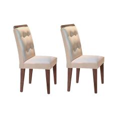 Cadeira Sala de Jantar Imperatriz Kit 2 Un Café/Suede Creme - Rufato
