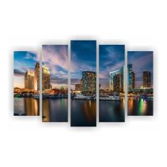 Kit 5 Quadros 1 Paisagem Cidades 108 X 67 Cm Total Mod 01