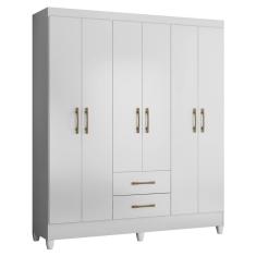 Guarda Roupa Casal 6 Portas 2 Gavetas 153cm Paraná M07 Branco - Mpozenato