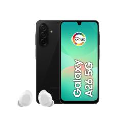 Smartphone Samsung Galaxy A26 5G Tela 6.7" 256GB Câmera Tripla 50MP Preto + Galaxy Buds Core Branco