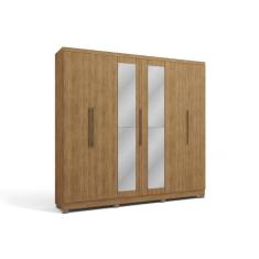 Guarda Roupa Casal H555 Queen 6 Portas de Abrir 4 Gavetas MDP com Espelho Suede Freijó Kappesberg