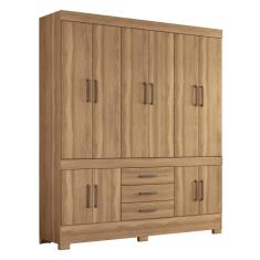 Guarda Roupa Casal New Murano 10 Portas de Bater 3 Gavetas MDP Amêndola Touch Demóbile