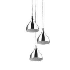 Lustre Pendente Aluminio Gota Triplo 21cm Escovado