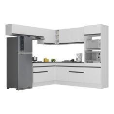 Armário De Cozinha Completa De Canto V2105 Branco/Preto