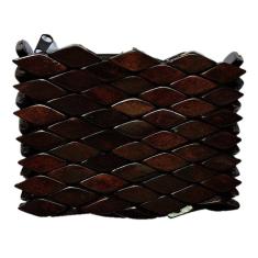 Bolsa Artesanal de Madeira Porta-Moedas, Marrom Escura