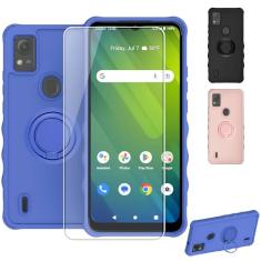 jioeuinly Capa de telefone Cricket Icon 5 compatível com AT&T ATT Motivate 4 SL112A SL112C Capa [com protetor de tela de vidro temperado] [super proteção de espessamento de 2 mm] [suporte de anel]