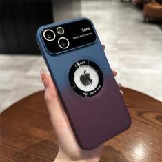 Capa de cor gradiente de janela grande para iPhone 14 Pro Max 13 12 11 Plus Capa protetora magnética de câmera de carregamento sem fio, vinho marinho, para iPhone 14