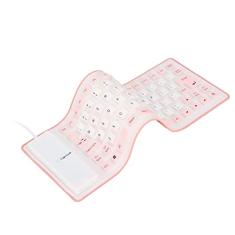 Teclado de Silicone Teclado Oll Up Silencioso Macio Confortável USB Com Fio Design Totalmente Selado Teclado de Borracha Portátil Leve Teclado de Silicone para PC (Rosa)