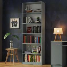 Estante Livreiro Madesa 6908 com 6 Nichos - Cinza, Cinza