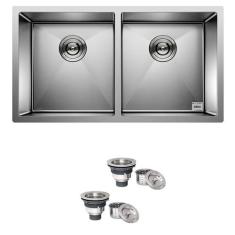 Cuba Dupla Quadrada Inox 304 Cozinha Pia Embutir Sobrepor Gourmet 8040