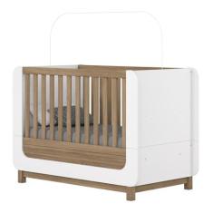 Berço Mini Cama Aconchego Branco/Jequitibá - Henn - LM DECOR