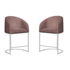 Kit 02 Banco Banqueta Poltrona Mia Base Metal Branca Veludo - Fina Mob