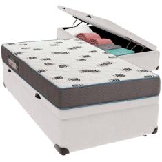Cama Box Baú Branco E Colchão Light Espuma D33 Solteiro Ortobom