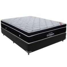 Cama Box Preto E Colchão Elegant Molas Ensacadas Casal Ortobom