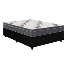 Cama Box Casal: Colchão Espuma Ortobom D33/EP Anatômico Airtech 100 + Base crc Courano Black(138x188)