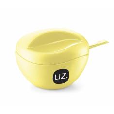Açucareiro Plástico Para Servir Com Colher e Tampa Uz, Amarelo