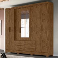 Guarda Roupa 8 Portas Alexis Com Espelho Castanho Wood