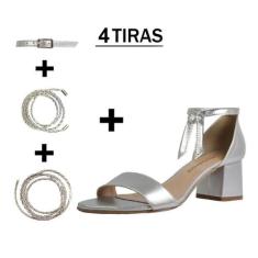 Sandália Troca Tira Salto Baixo Grosso Luiza Sobreira Prata Mod. 4074-