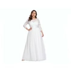 Vestido Renda Noiva 57 Festa Plus Size Civil Longo Casamento - Bella F