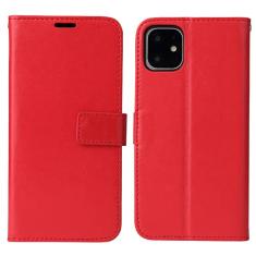 GSYH Capa flip para iPhone 13 Mini/13/13 Pro/13 Pro Max, capa carteira de couro legítimo slots para cartão Kickstand TPU à prova de choque capa protetora magnética fólio capa, vermelha, 13 Mini 5,4 polegadas