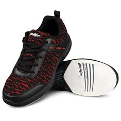KR Strikeforce Tênis de boliche masculino Flyer Mesh Lite Preto/Cardinal com tecnologia FlexSlide para um slide controlável