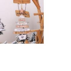 Enfeite de decoração de pinho de Natal 100% madeira 22x13cm