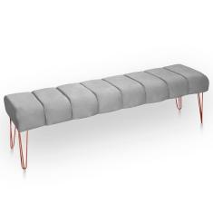 Recamier Estofada Casal Luxo Veludo Cor Cinza Claro