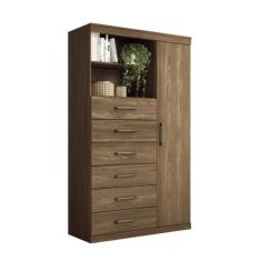 Cômoda Marabá 6 Gavetas 1 Porta Jatobá Santos Andirá 