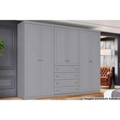 Guarda Roupa 6 Portas 4 Gavetas Americano Cinza - Henn