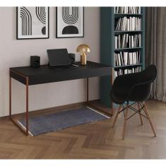 Escrivaninha Home Office Estilo Industrial Malta Preta 137x53cm Base C