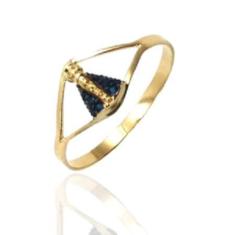 Anel de ouro 18k Nossa Senhora Aparecida com zircônias - Elegancy Joia