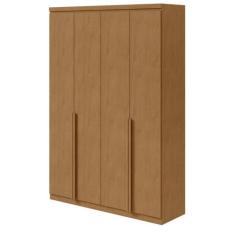 Guarda-Roupa Solteiro Alonzo 4 portas 2 Gavetas Amêndoa Clean - Móveis