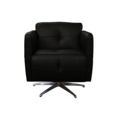 Poltrona de Couro Decorativa Azaléia Base de Alumínio Giratória - Pret
