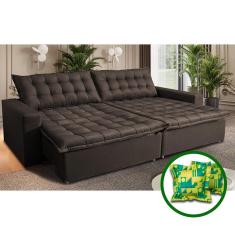 Sofá Sem Caixa Retrátil Reclinável 2,35m Cama Inbox França Velusoft Café