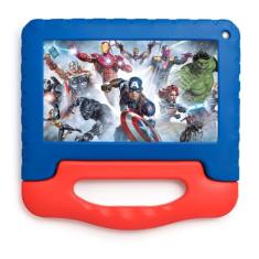 Tablet Infantil Avengers com Controle Parental 4GB RAM + 64GB + Tela 7 pol + Case + Wi-fi + Android 13 + Quad Core Multi - NB417