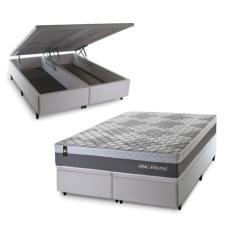 Conjunto Box Baú Branco Sheffield Cinza 158x198x72 c/ Molas Ensacadas