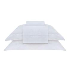 Buddemeyer Jogo de Cama Casal Cetim 300 Fios Damask Square 100% Algodão Penteado Branco 4 peças