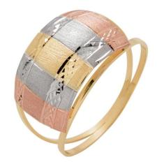 Anel de Ouro 18k Tricolor Feminino Rischio Bello, 28