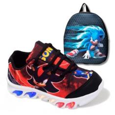 Kit Tênis De Led Infantil Menino Masculino Sonic Shadow+ Mochila-Masculino