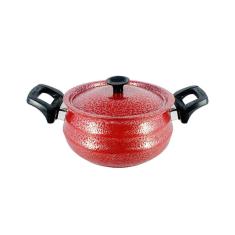 Panela Bojuda Alumínio Fundido Craqueada Alça Baquelite Vermelha N08