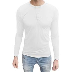 Camiseta Henley Manga Longa tamanho:pp;cor:branco