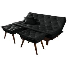 Sofá Cama Caribe 3 Lugares Com 2 Banquetas Revestimento Courino Sintetico